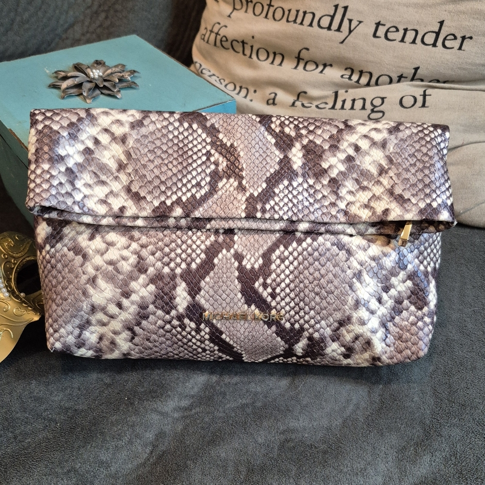 Michael Kors Black and White Snakeskin Wallet